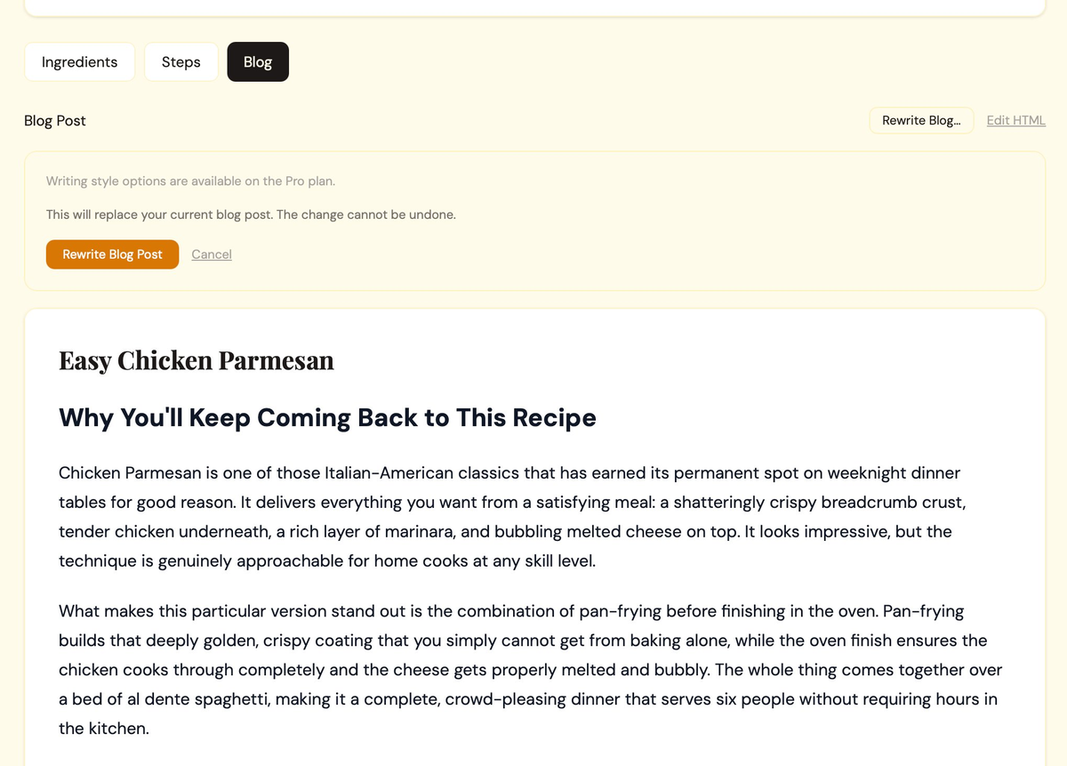ButterReel review page showing generated blog post preview