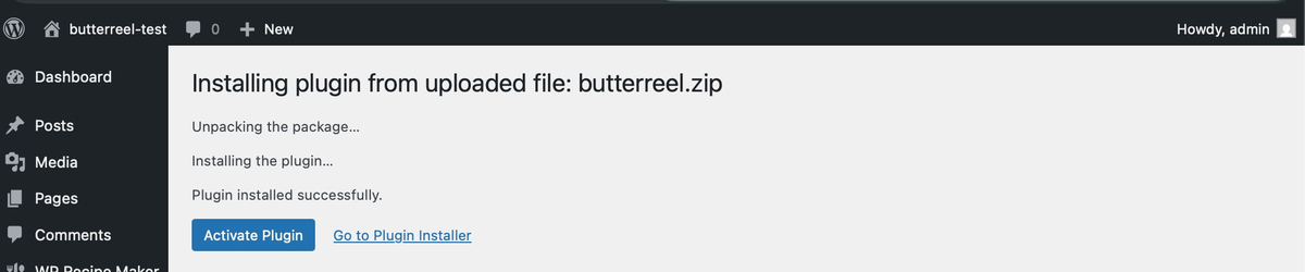 WordPress showing Activate Plugin button after installation